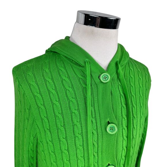 Lilly Pulitzer Cardigan Sweater Hoodie Womens Small Green Cable Knit 100% Cotton - Picture 2 of 10